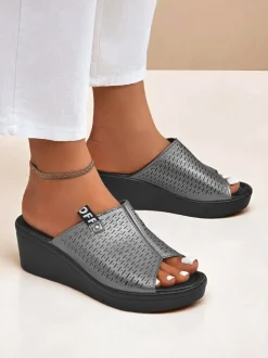 Royalfashion Damskie klapki na koturnie Luna Wedge