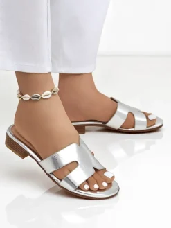 Royalfashion Damskie klapki na płaskiej podeszwie SilverEase