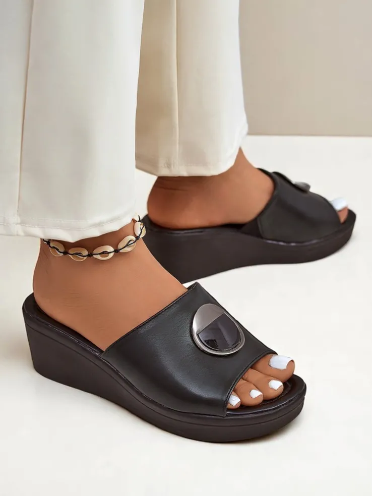 Royalfashion Damskie klapki na koturnie Elira