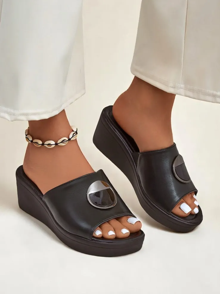 Royalfashion Damskie klapki na koturnie Elira