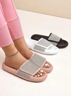 Royalfashion Damskie klapki na płaskiej podeszwie Sparkle Step