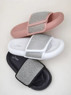 Royalfashion Damskie klapki na płaskiej podeszwie Sparkle Step