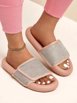 Royalfashion Damskie klapki na płaskiej podeszwie Sparkle Step