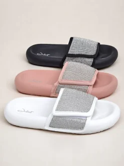 Royalfashion Damskie klapki na płaskiej podeszwie Sparkle Step