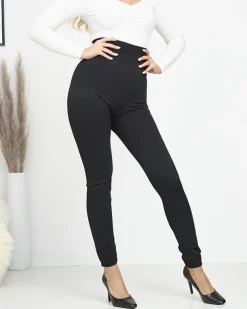 Royalfashion Damskie legginsy modelujące w kolorze czarnym
