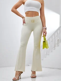 Royalfashion Damskie legginsy z poszerzanymi nogawkami