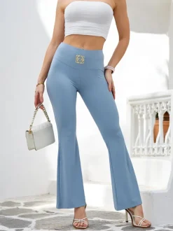 Royalfashion Damskie legginsy z poszerzanymi nogawkami