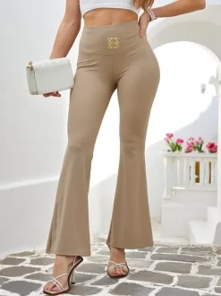 Royalfashion Damskie legginsy z poszerzanymi nogawkami