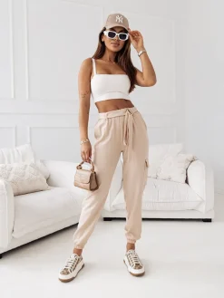 Royalfashion Damskie materiałowe spodnie typu bojówki