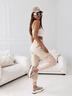 Royalfashion Damskie materiałowe spodnie typu bojówki