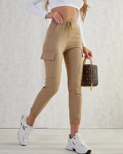 Royalfashion Damskie materiałowe spodnie typu bojówki