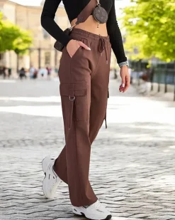 Royalfashion Damskie materiałowe spodnie typu bojówki