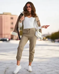 Royalfashion Damskie materiałowe spodnie typu bojówki