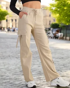 Royalfashion Damskie materiałowe spodnie typu bojówki