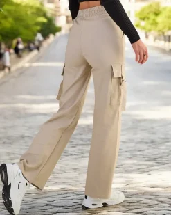 Royalfashion Damskie materiałowe spodnie typu bojówki