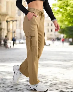 Royalfashion Damskie materiałowe spodnie typu bojówki