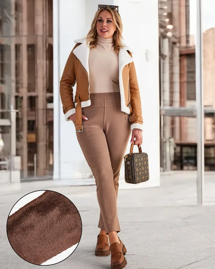 Royalfashion Damskie ocieplane spodnie typu tregginsy PLUS SIZE