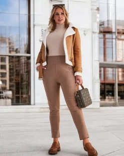 Royalfashion Damskie ocieplane spodnie typu tregginsy PLUS SIZE