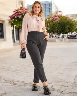 Royalfashion Damskie ocieplane tregginsy w kropki PLUS SIZE