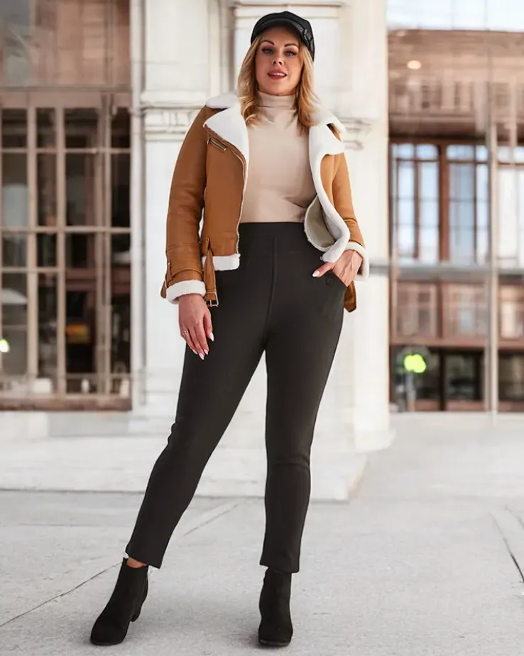 Royalfashion Damskie ocieplane spodnie typu tregginsy PLUS SIZE