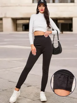 Royalfashion Damskie ocieplane spodnie typu tregginsy