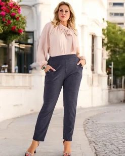 Royalfashion Damskie ocieplane tregginsy w kropki PLUS SIZE