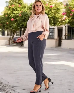 Royalfashion Damskie ocieplane tregginsy w kropki PLUS SIZE