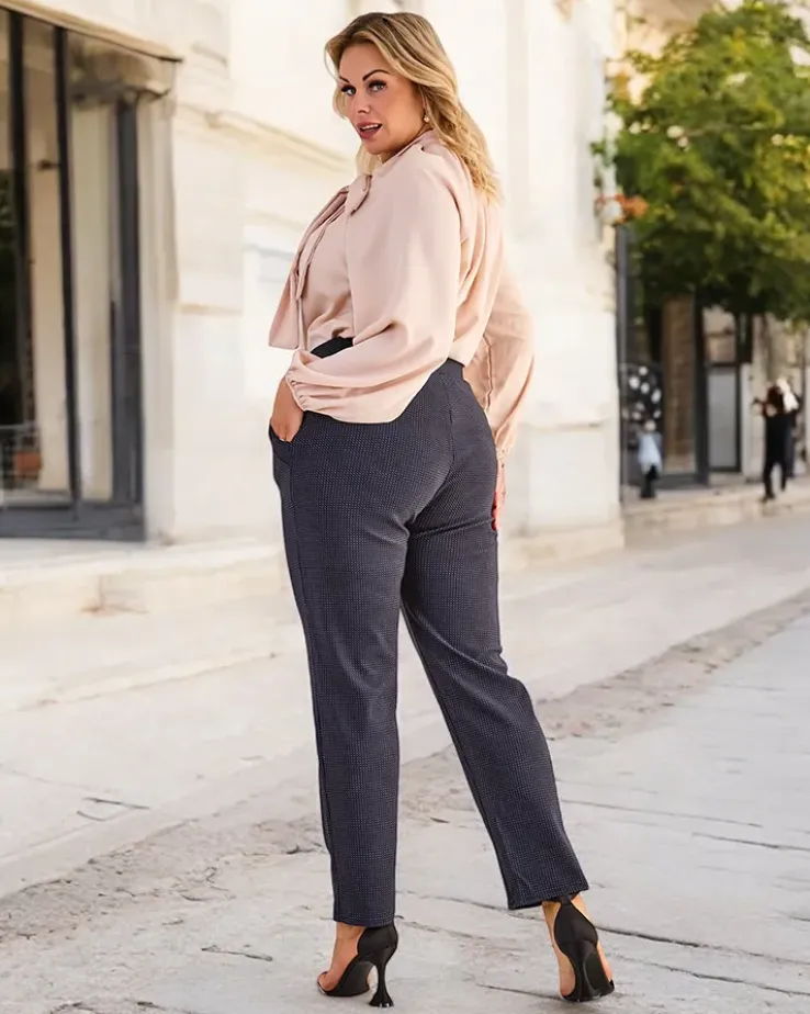 Royalfashion Damskie ocieplane tregginsy w kropki PLUS SIZE