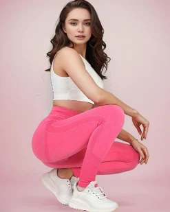 Royalfashion Damskie prążkowane legginsy