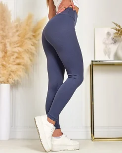 Royalfashion Damskie prążkowane legginsy