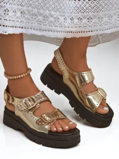 Royalfashion Damskie sandały na grubszej podeszwie z dżetami Rocky Chic