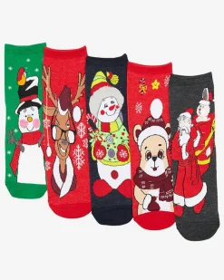Royalfashion Damskie skarpetki ze świątecznym wzorem 5/pak