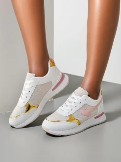 Royalfashion Damskie sportowe sneakersy z brokatem Berilane