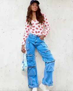 Royalfashion Damskie szerokie spodnie typu bojówki