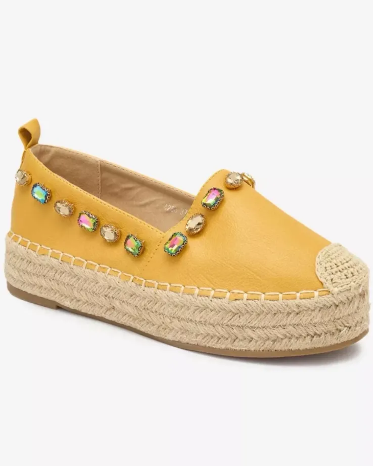 Royalfashion Damskie żółte espadryle z kryształkami Ziennie
