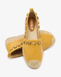Royalfashion Damskie żółte espadryle z kryształkami Ziennie