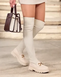 Royalfashion Damskie wsuwane kozaki za kolano Rufies