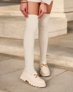 Royalfashion Damskie wsuwane kozaki za kolano Rufies