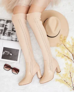 Royalfashion Damskie wsuwane kozaki za kolano Nolera