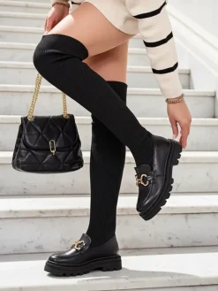 Royalfashion Damskie wsuwane kozaki za kolano Rufies