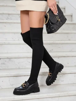 Royalfashion Damskie wsuwane kozaki za kolano Rufies