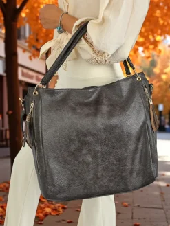 Royalfashion Duża torebka damska eko skórzana shopper FringeCharm