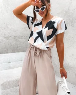 Royalfashion Długi kombinezon damski z printem