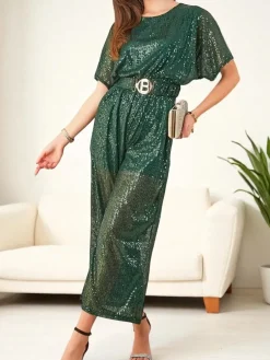 Royalfashion Długi kombinezon damski z cekinami