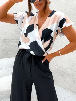 Royalfashion Długi kombinezon damski z printem