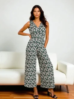 Royalfashion Długi kombinezon damski z printem