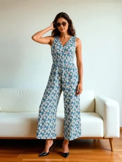 Royalfashion Długi kombinezon damski z printem