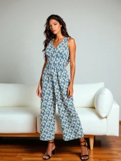 Royalfashion Długi kombinezon damski z printem