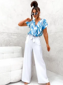 Royalfashion Długi kombinezon damski z printem