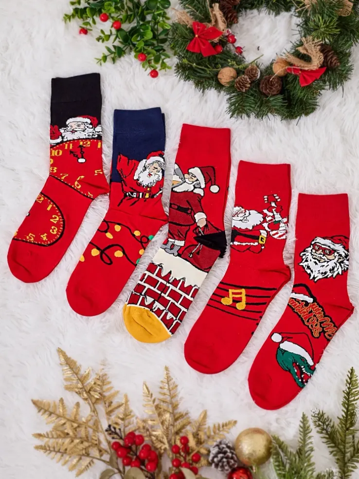 Royalfashion Długie męskie świąteczne skarpety 5/pak